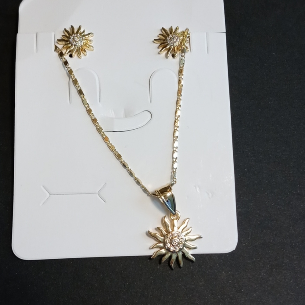 Sun set of earrings & necklace